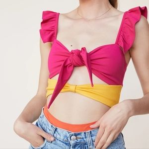 Double Knot Bodysuit With Ruffle